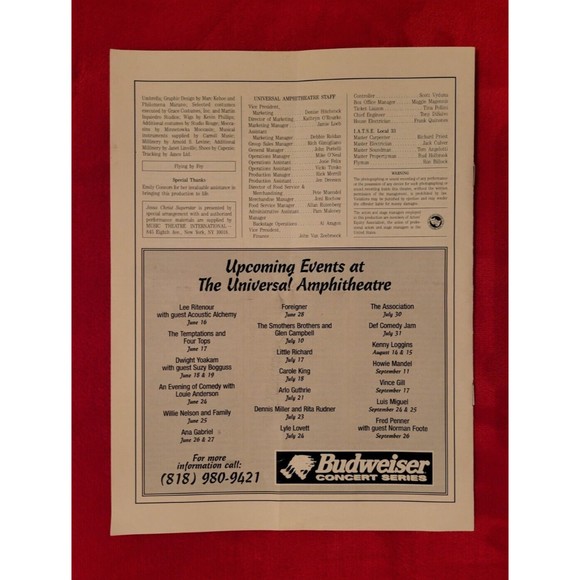 Ted Neeley "JESUS CHRIST SUPERSTAR" Carl Anderson / Dennis DeYoung 1993 Playbill - Picture 2 of 5